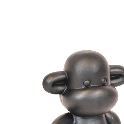 Ornament - aap -beeldje 'de legende'- polyresin - zwart - 33x21x50cm
