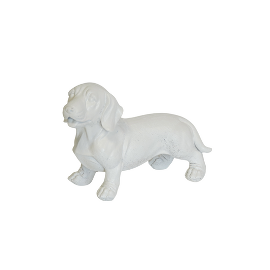 Ornament - Teckel - Polyresin - Wit - 20x8x15cm