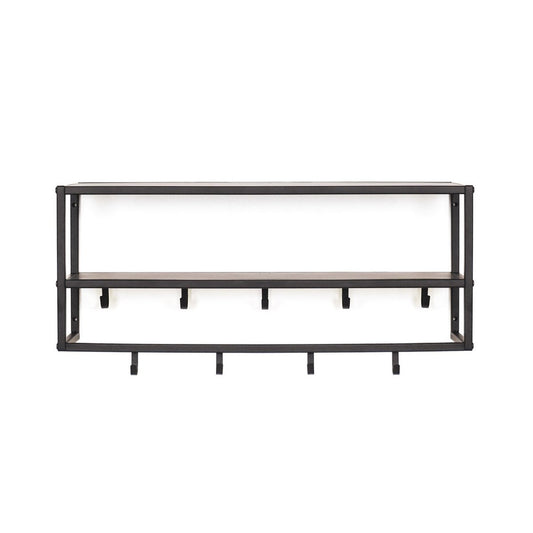 Kapstok - Planken - Metaal - Zwart - 73x21x29,5cm