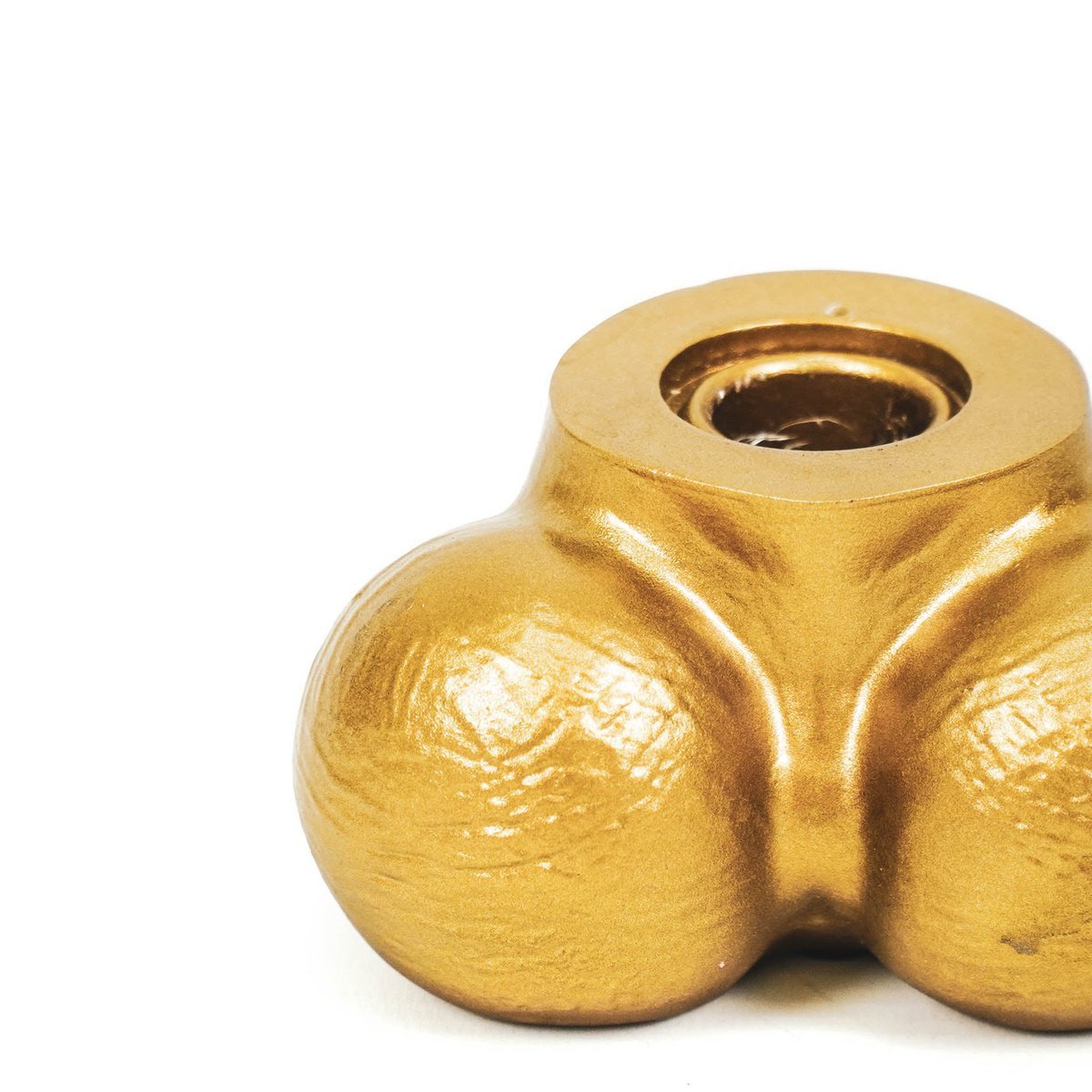 Kaarshouder - Scrotum - Polyresin - Goud - 7,5x5,5x4cm