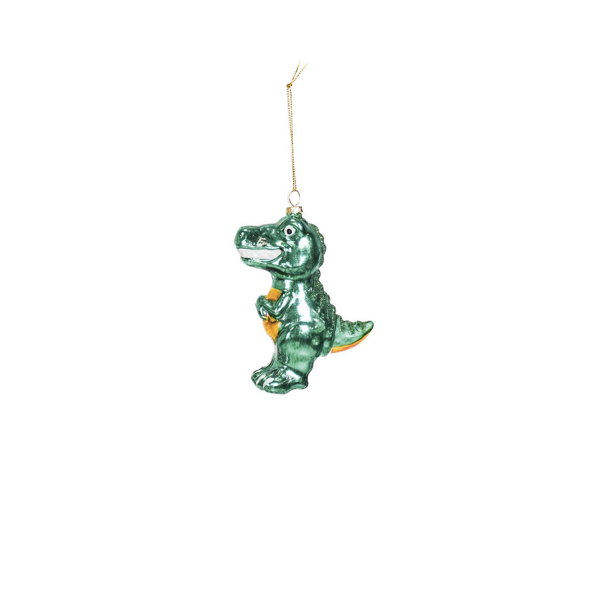 Kersthanger - Dino - Glas - Groen - 4,5x9,5x12,5cm